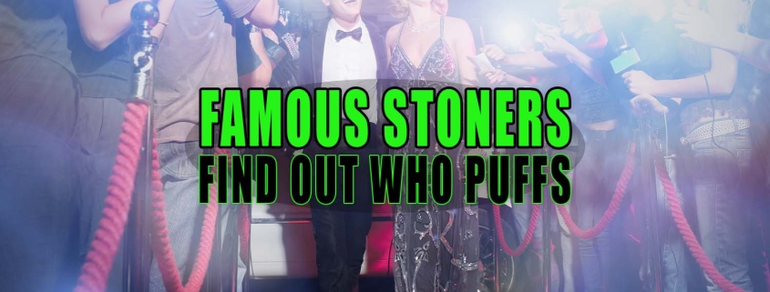 Celebrities walk a red carpet as crowd cheers them in a cloud of cannabis smoke. Famous Stoners: Find Out Who Puffs - Earthy Select