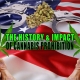 Hands hold cannabis leaves in front of American flag, cannabis buds and handcuffs. Cannabis use has been unfairly prosecuted and persecuted in the USA under prohibition. Earthy Select